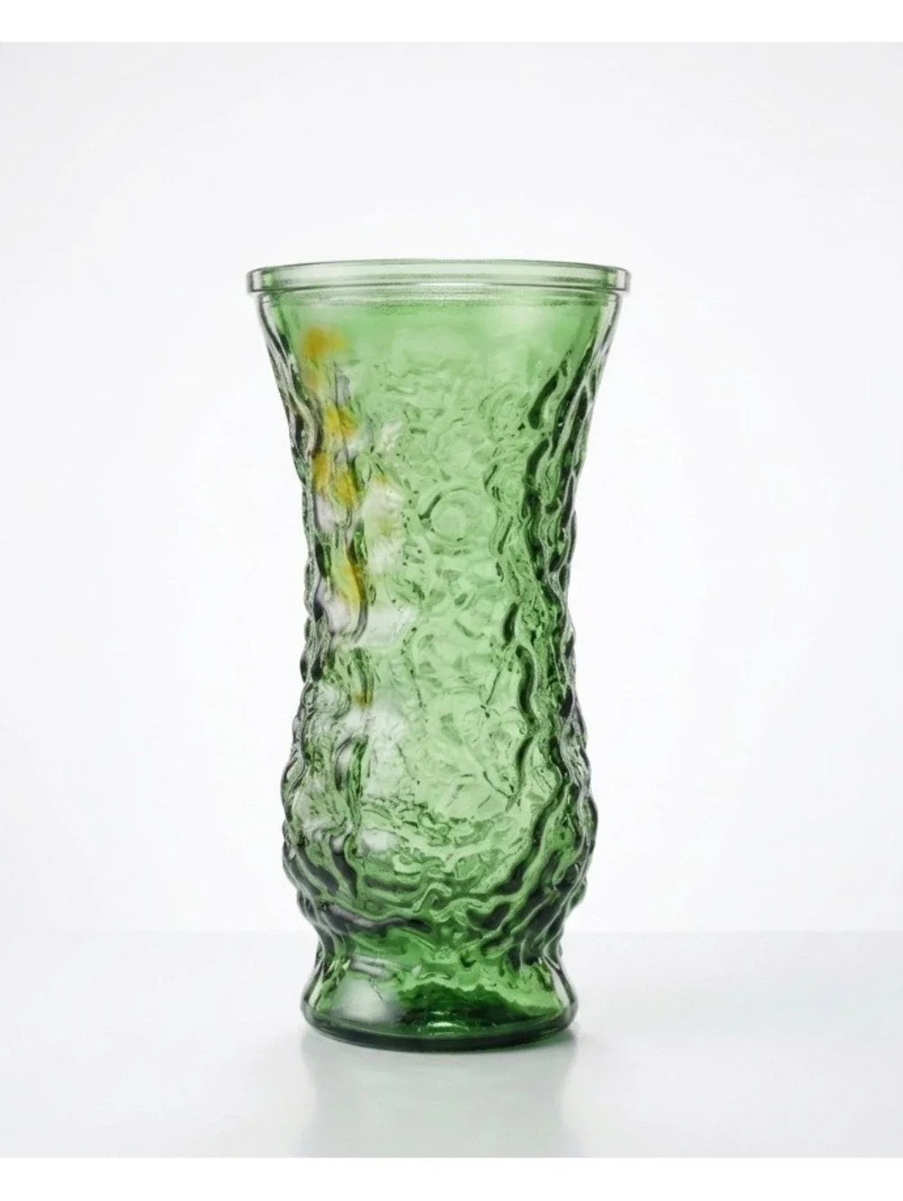 Vintage Hoosier Glass Emerald Green Bark Texture Vase 8.5